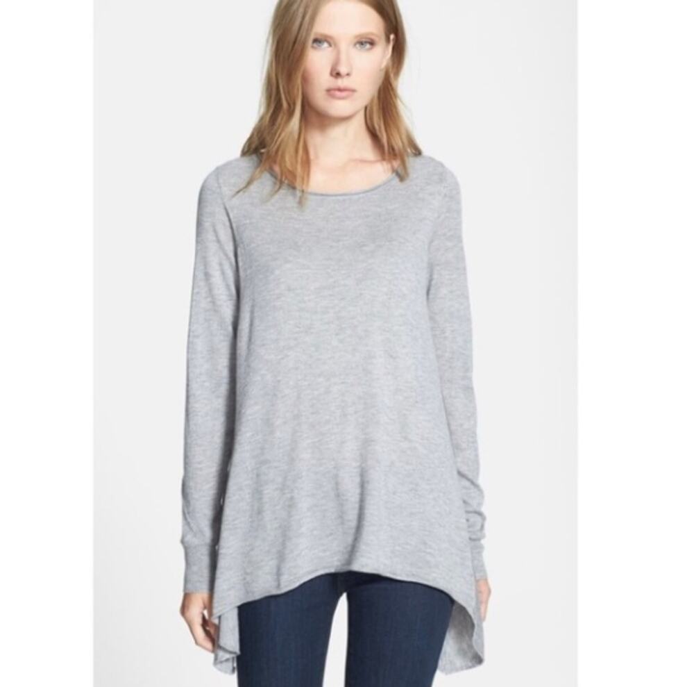Joie Leticia B. Shark Bite Sweater Gray Size Large